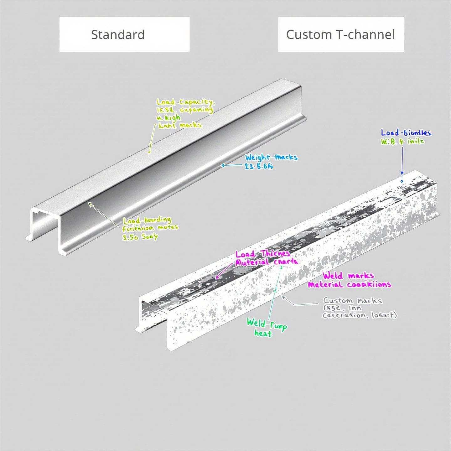 comparison of standard vs custom aluminum t channels